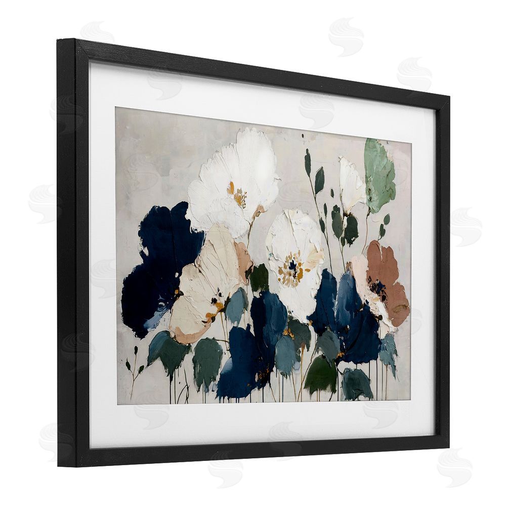 Annabelle Hall Indigo Botanica Garden Black Framed Print Under Glass Wall Art