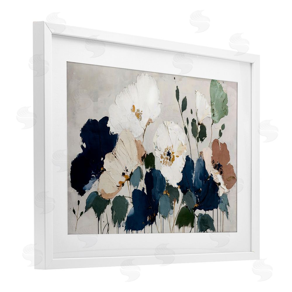 Annabelle Hall Indigo Botanica Garden White Framed Print Under Glass Wall Art