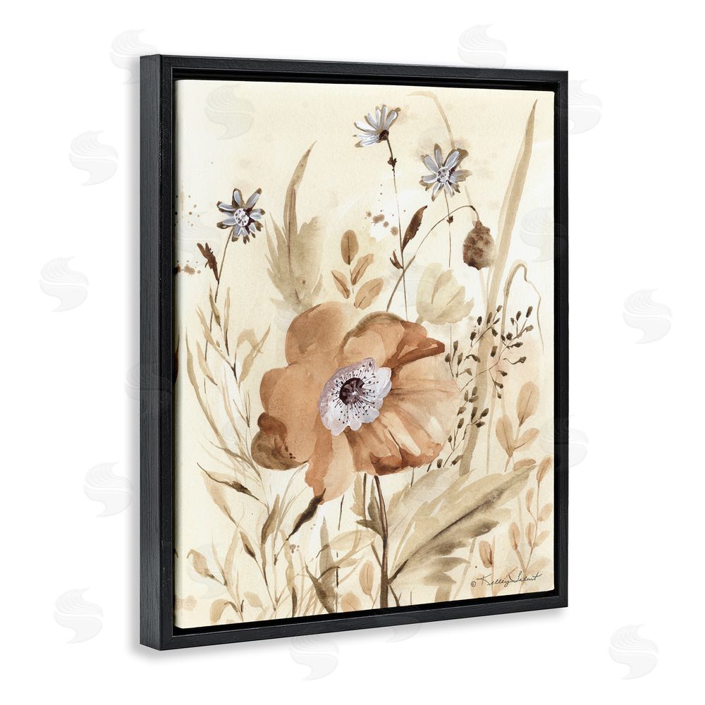 Kelley Talent Poppy Garden Petals Black Floating Frame Canvas Wall Art Print
