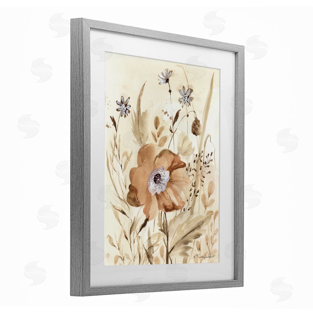 Kelley Talent Poppy Garden Petals Gray Framed Print Under Glass Wall Art
