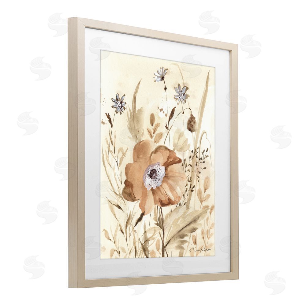Kelley Talent Poppy Garden Petals Brown Framed Print Under Glass Wall Art