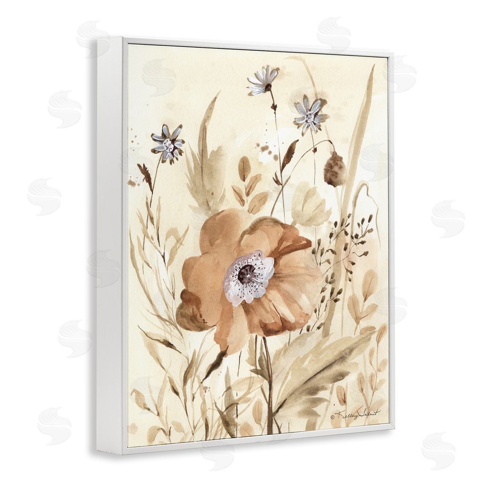 Kelley Talent Poppy Garden Petals White Framed Giclee Wall Art Print