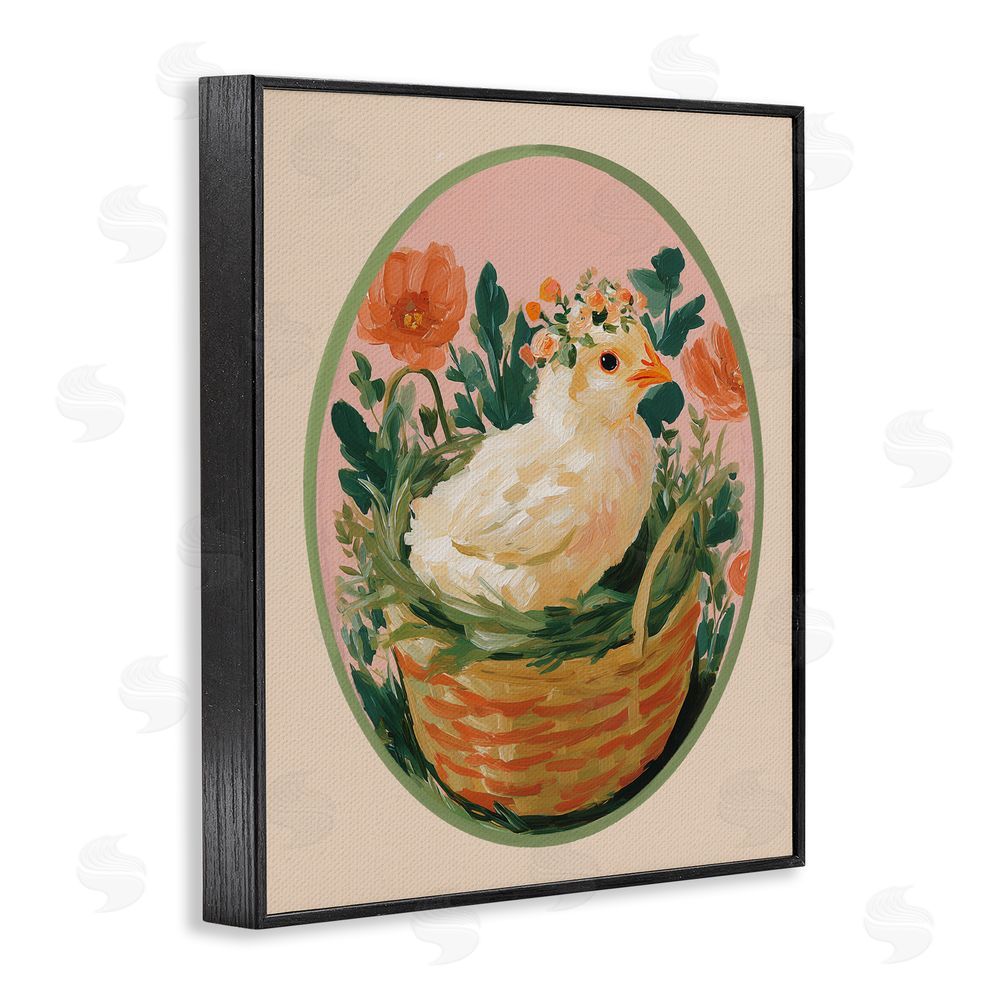 Yen Bloom Nest Chick Black Framed Giclee Wall Art Print