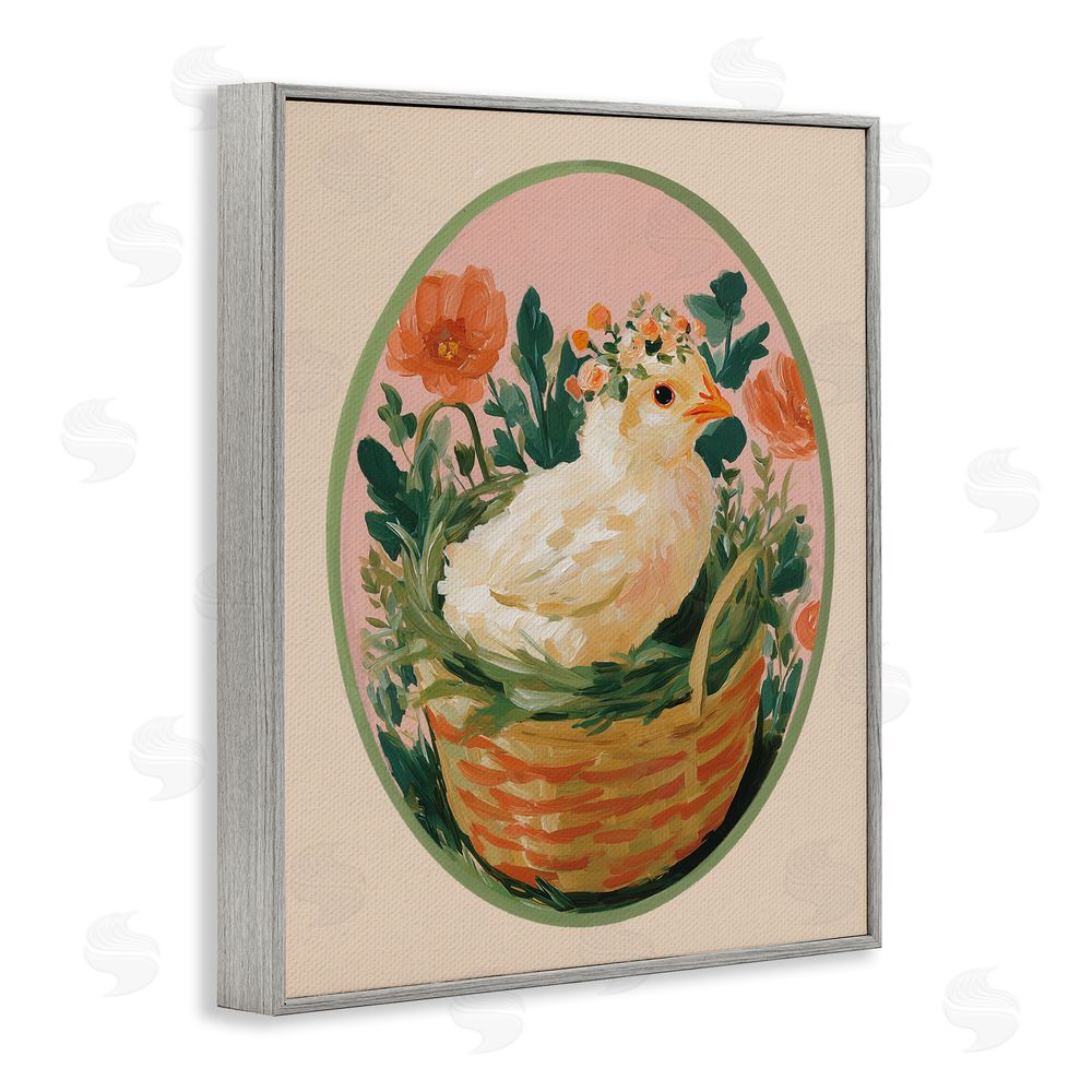Yen Bloom Nest Chick Gray Framed Giclee Wall Art Print