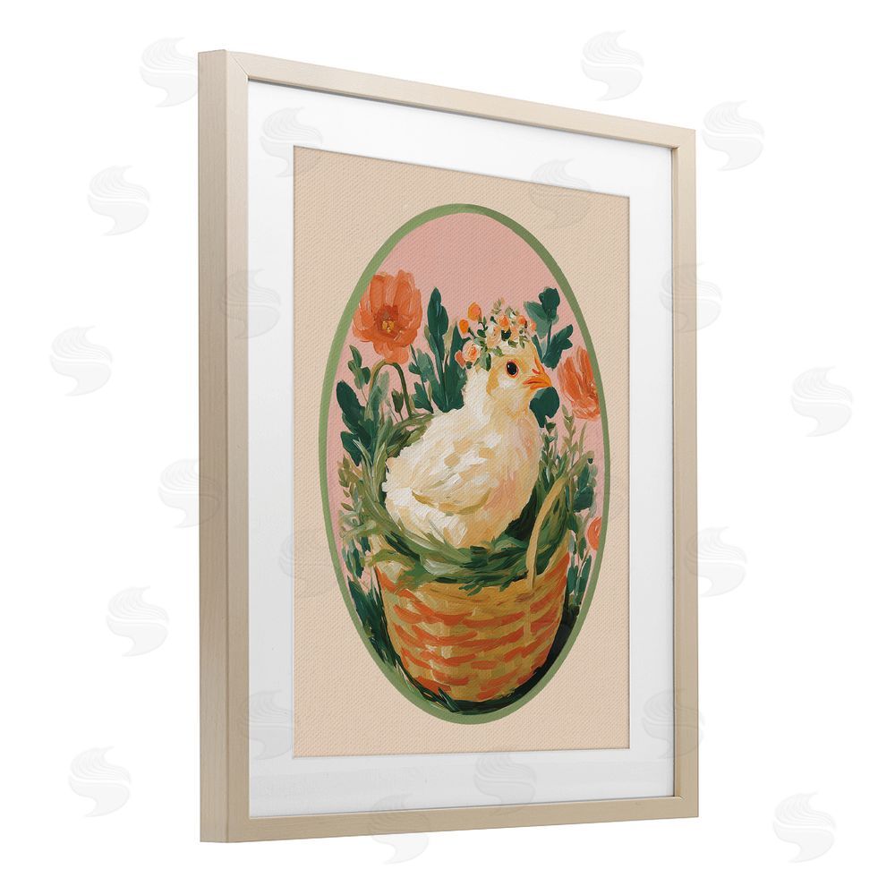 Yen Bloom Nest Chick Brown Framed Print Under Glass Wall Art