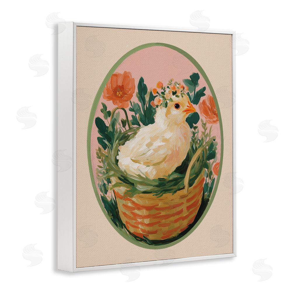 Yen Bloom Nest Chick White Framed Giclee Wall Art Print