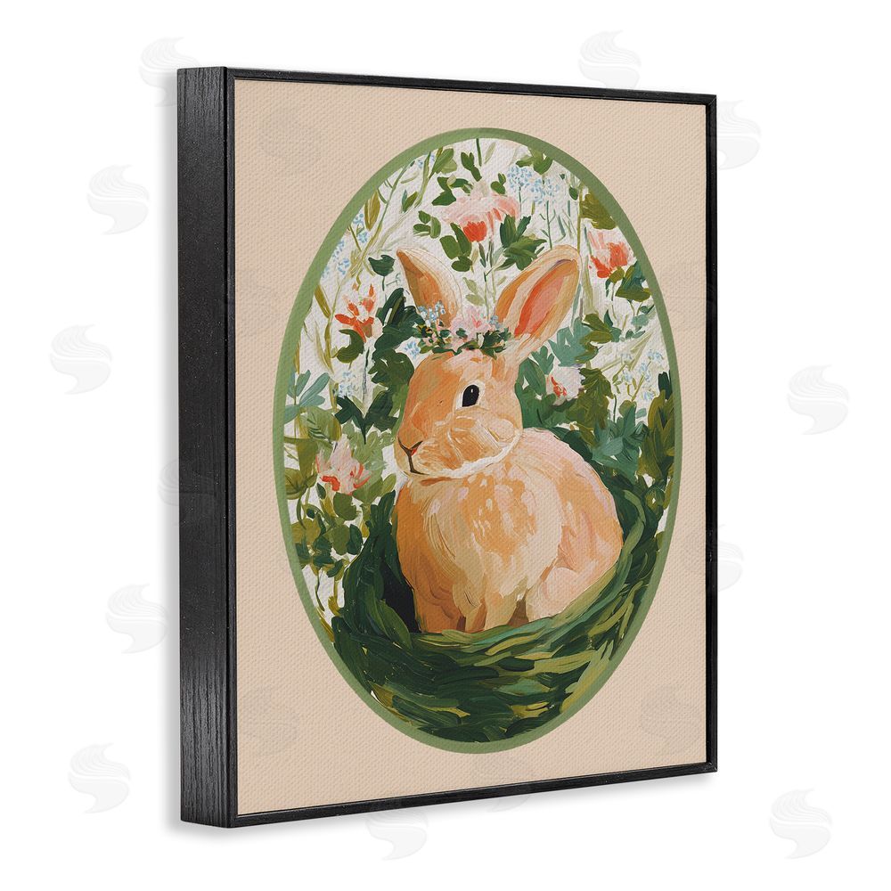 Yen Bloom Nest Bunny Black Framed Giclee Wall Art Print