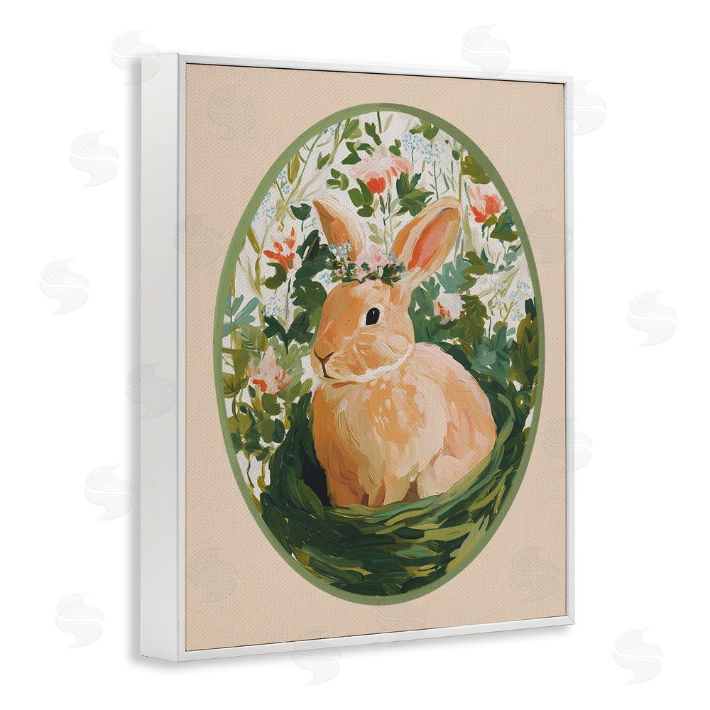 Yen Bloom Nest Bunny White Framed Giclee Wall Art Print