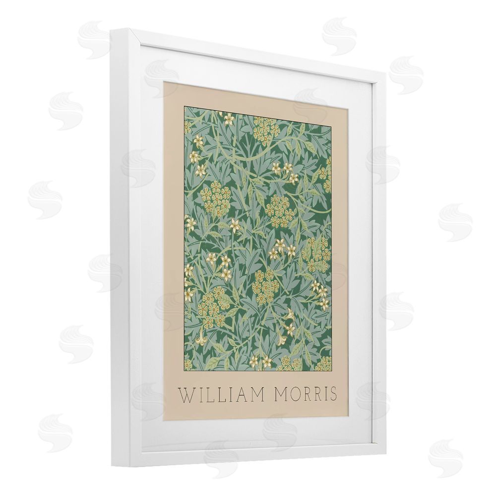Stupell Studio William Morris Green Tones White Framed Print Under Glass Wall Art