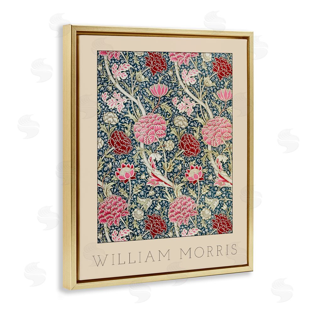 Lil' Rue Ornate Intertwined Flower Classic Gold Floating Frame Canvas Wall Art Print