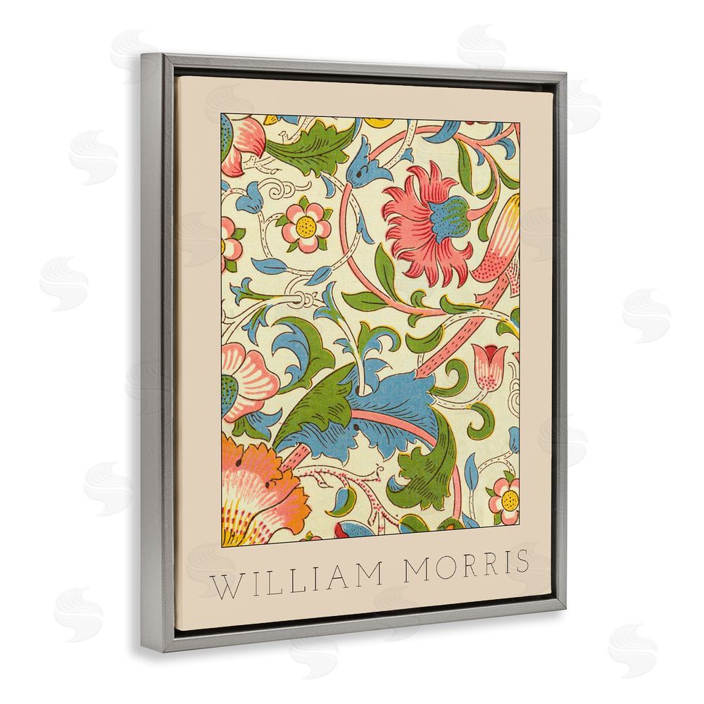 Stupell Studio Stylish Boho Classic Flowers Gray Floating Frame Canvas Wall Art Print