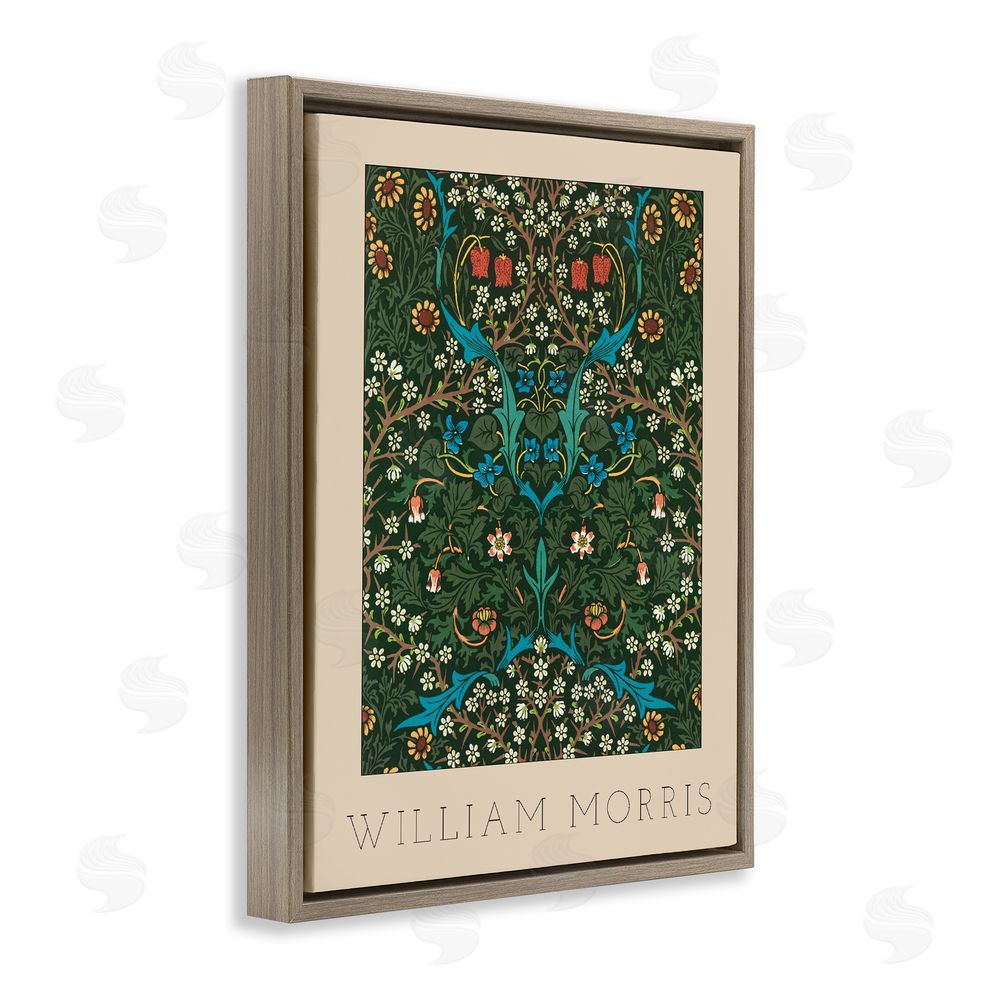 Lil' Rue Ornate Botanicals William Morris Brown Floating Frame Canvas Wall Art Print