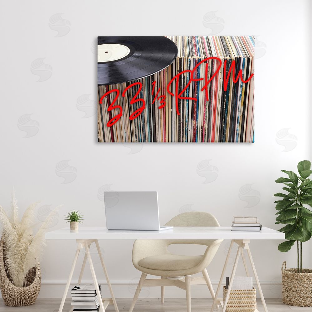 Lil' Rue Vinyl Record Stack Collection Stretched Canvas on Wall
