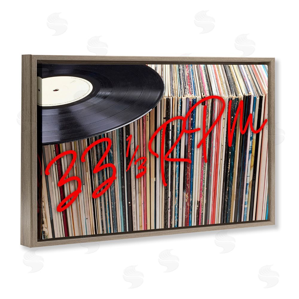 Lil' Rue Vinyl Record Stack Collection Brown Floating Framed Canvas Wall Art Print