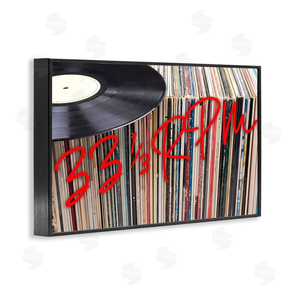 Lil' Rue Vinyl Record Stack Collection Black Framed Giclee Wall Art Print