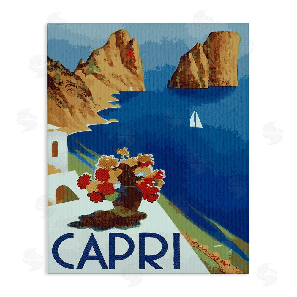Lil' Rue Capri Island Cliffs Stretched Canvas Wall Art Print