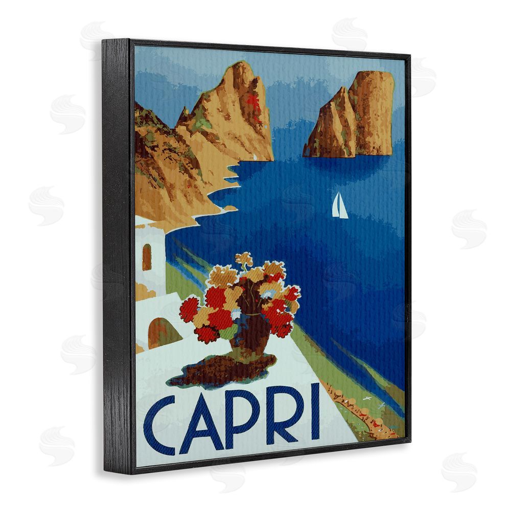 Lil' Rue Capri Island Cliffs Black Framed Giclee Wall Art Print