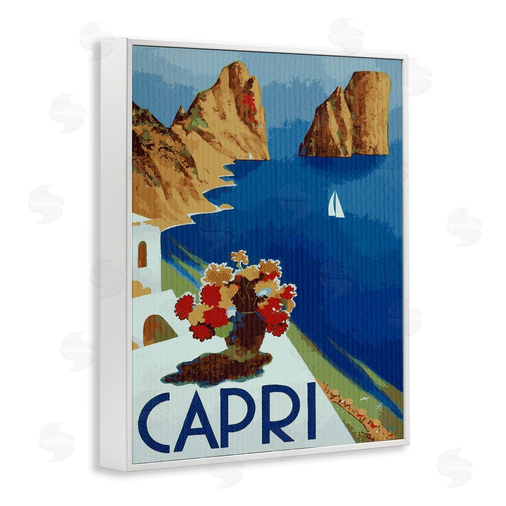 Lil' Rue Capri Island Cliffs White Framed Giclee Wall Art Print