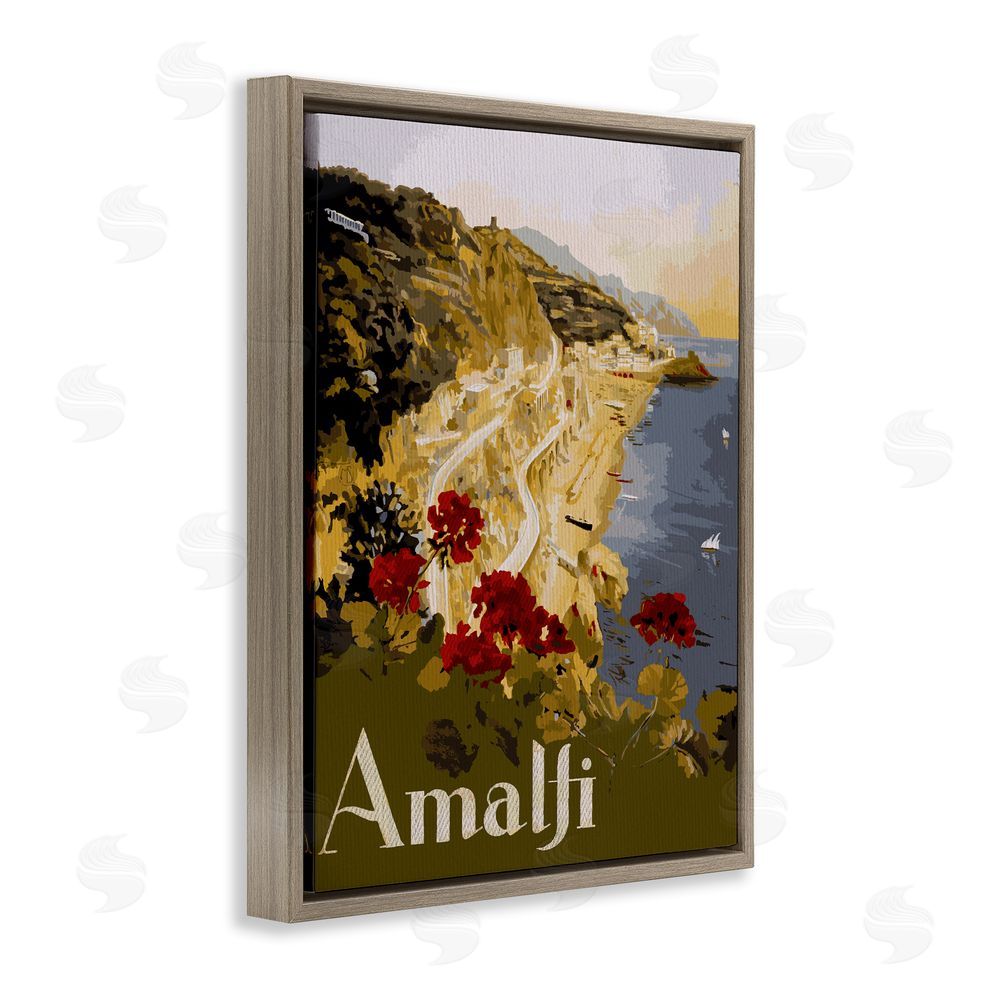 Lil' Rue Picturesque Amalfi Coast Brown Floating Frame Canvas Wall Art Print