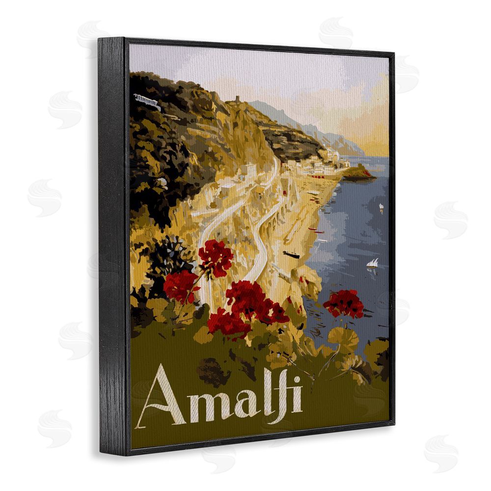 Lil' Rue Picturesque Amalfi Coast Black Framed Giclee Wall Art Print