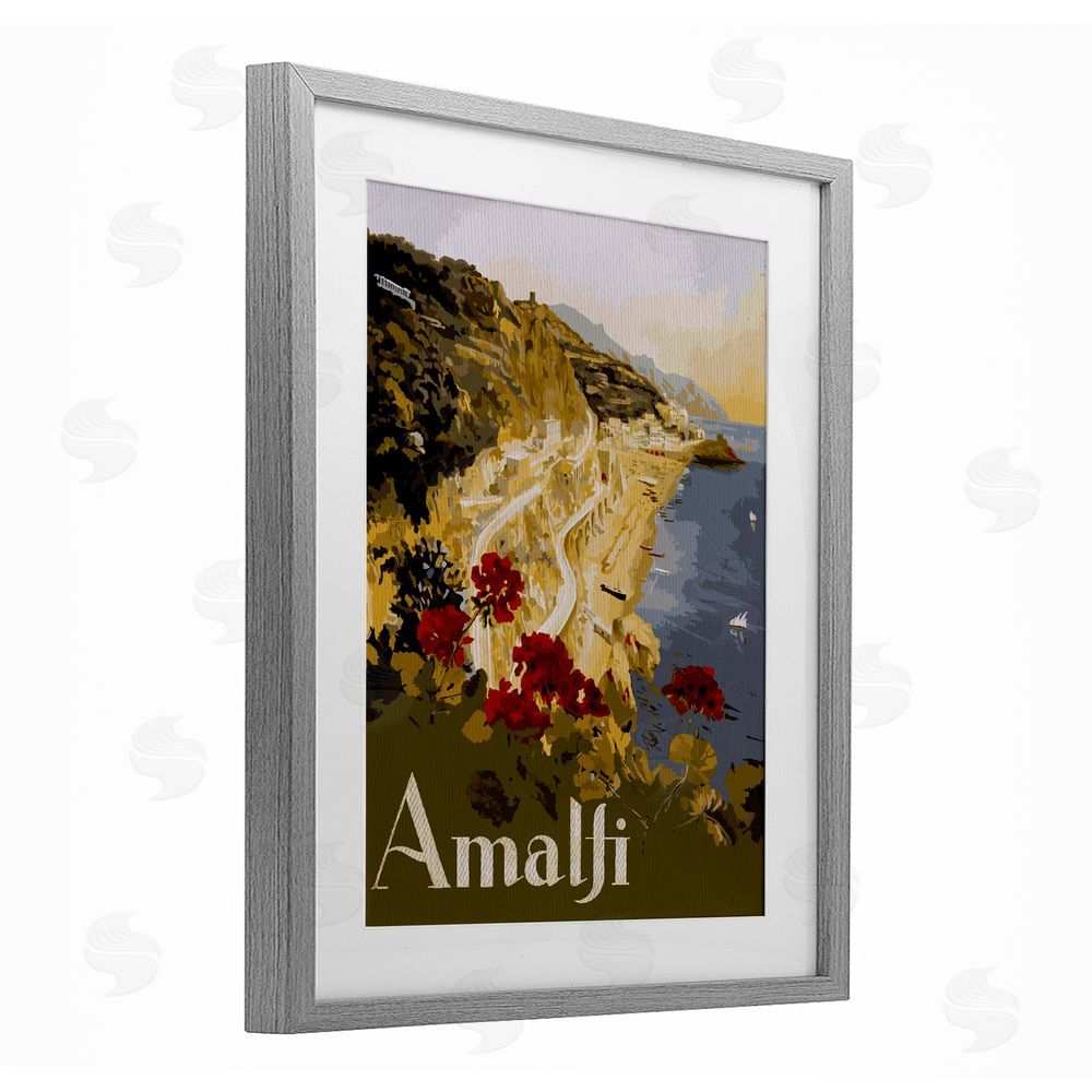 Lil' Rue Picturesque Amalfi Coast Gray Framed Print Under Glass Wall Art