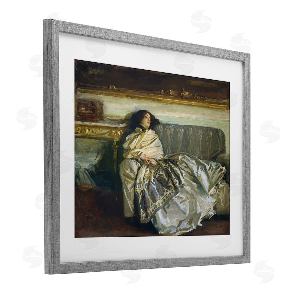 Lil' Rue Restful Woman Classic Gray Framed Print Under Glass Wall Art
