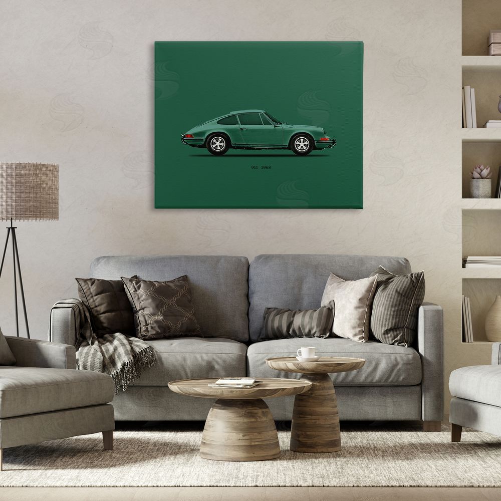 Mark Rogan Green Toned Classic Car Stretched Canvas Wall Art in Room