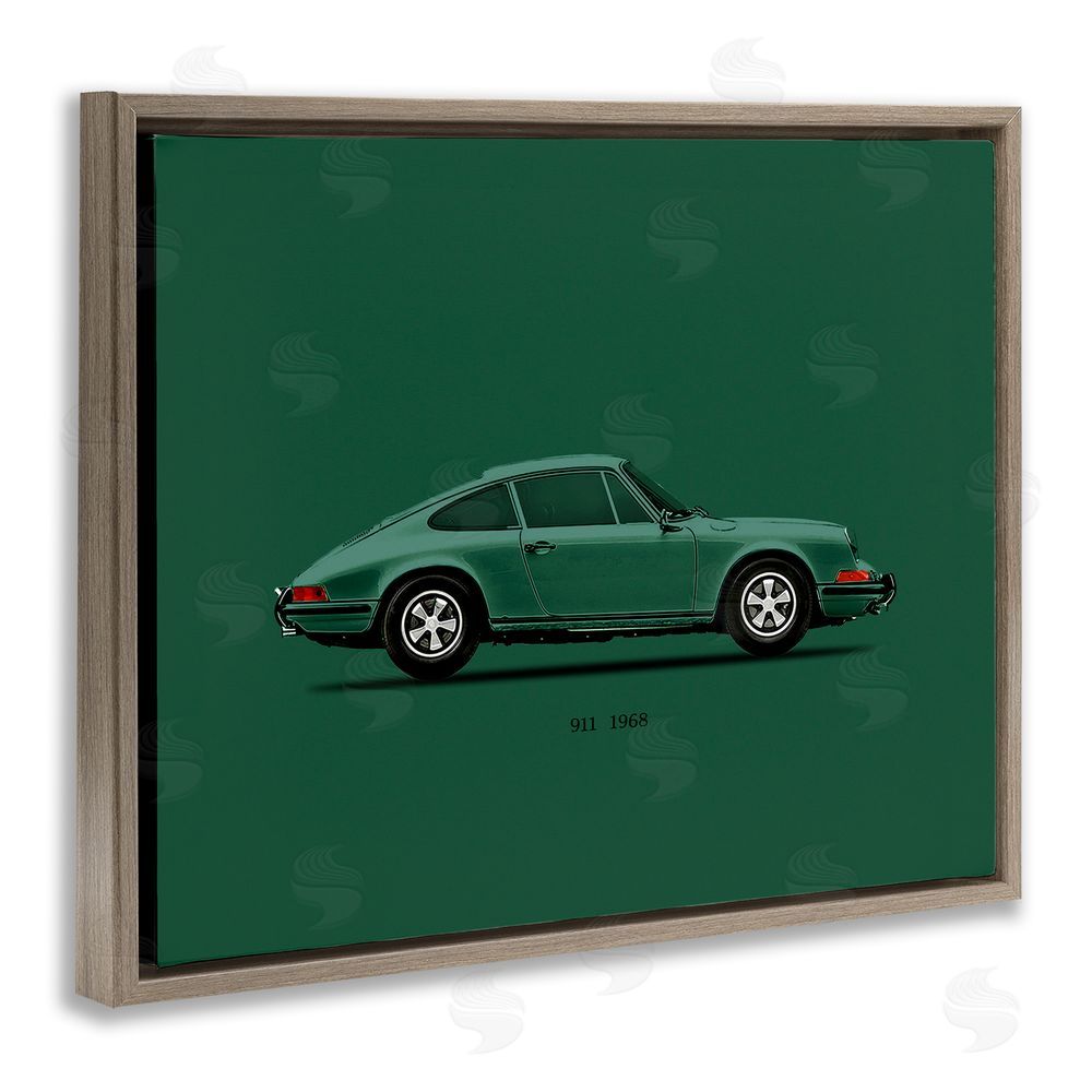 Mark Rogan Green Toned Classic Car Brown Floating Frame Canvas Wall Art
