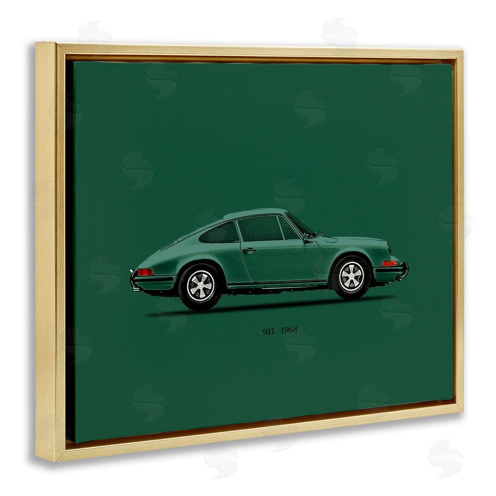 Mark Rogan Green Toned Classic Car Gold Floating Frame Canvas Wall Art