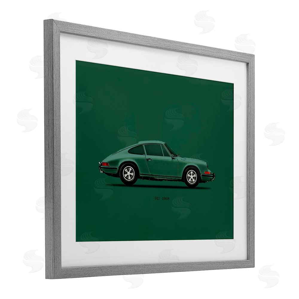Mark Rogan Green Toned Classic Car Gray Framed Print Under Glass with Mat Wall Art