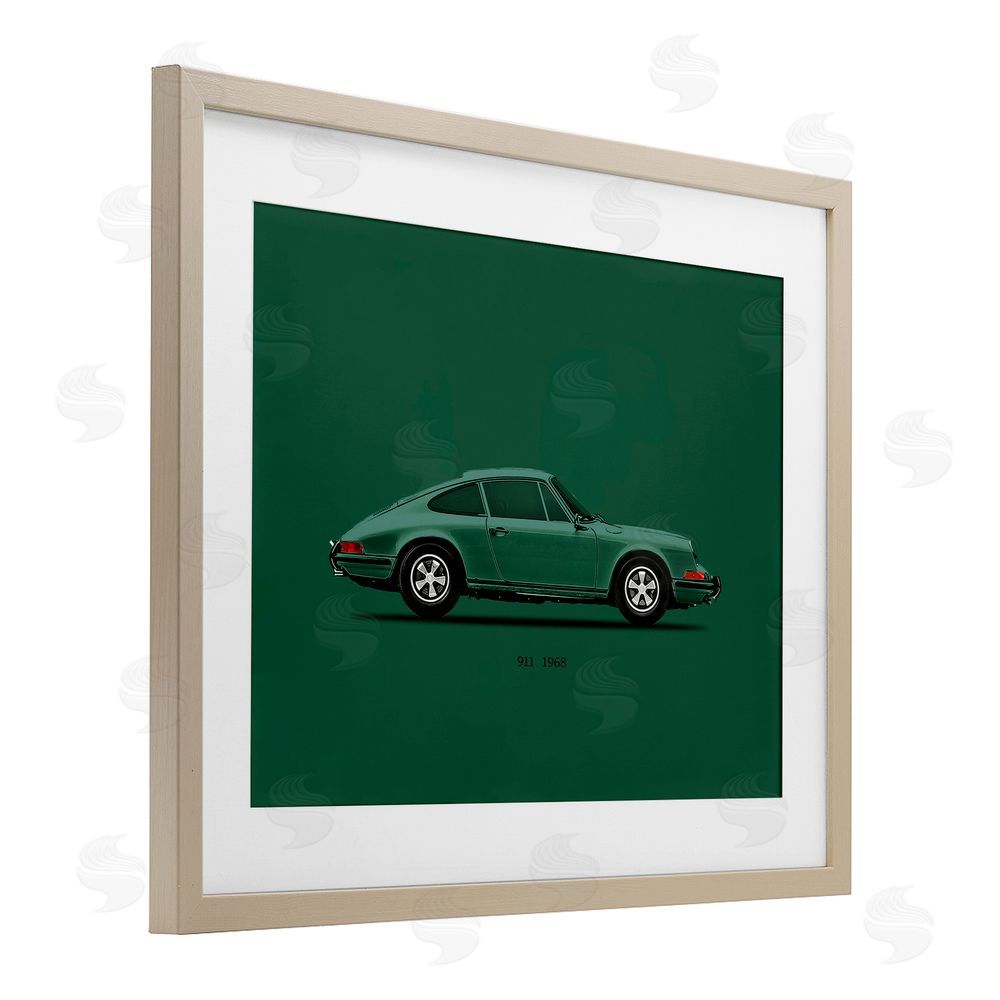 Mark Rogan Green Toned Classic Car Brown Framed Print Under Glass with Mat Wall Art