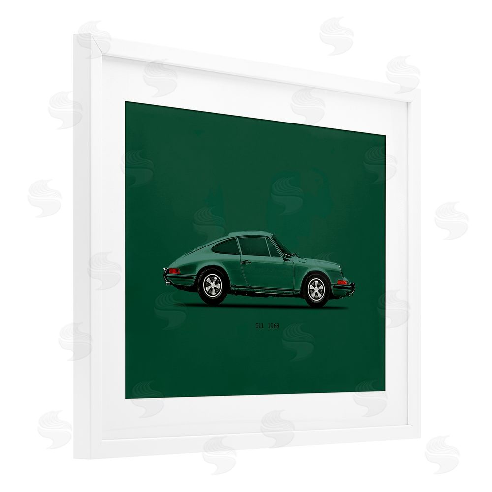 Mark Rogan Green Toned Classic Car White Framed Print Under Glass with Mat Wall Art