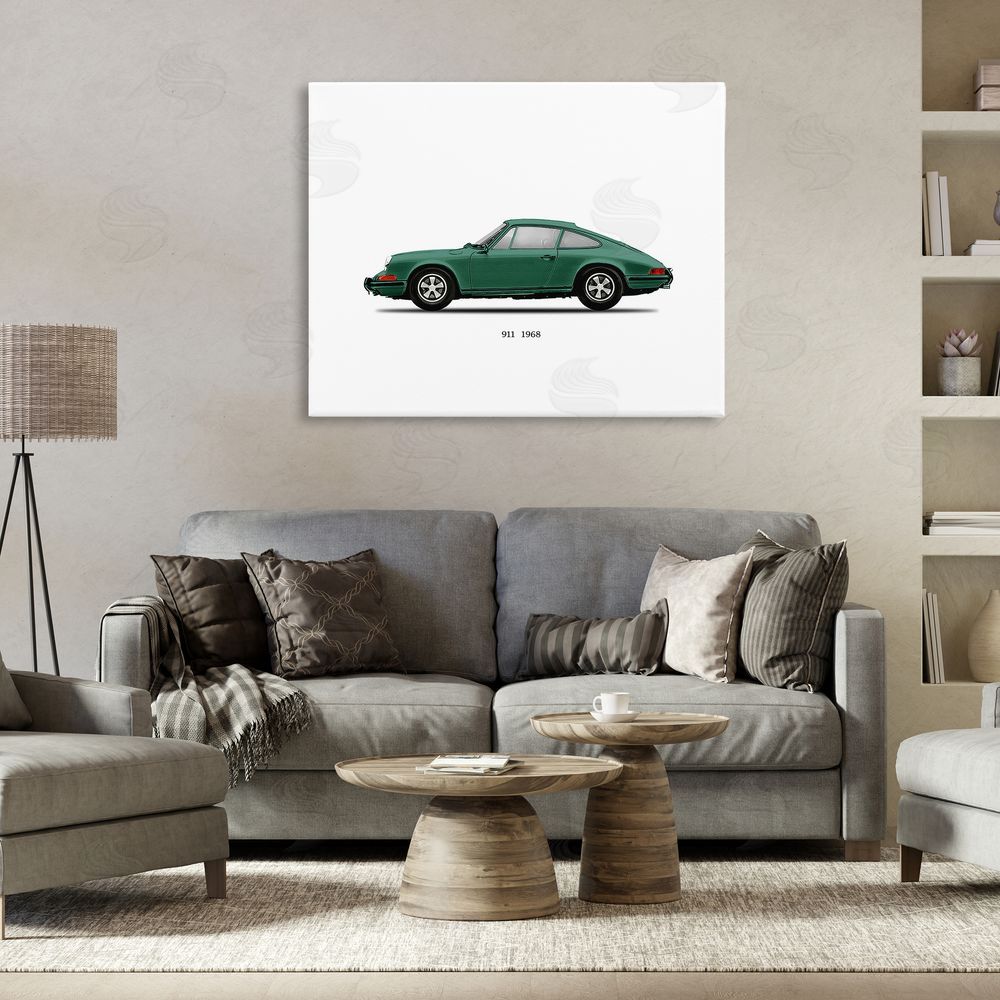 Mark Rogan Green Vintage Car Model Stretched Canvas Wall Art in Room