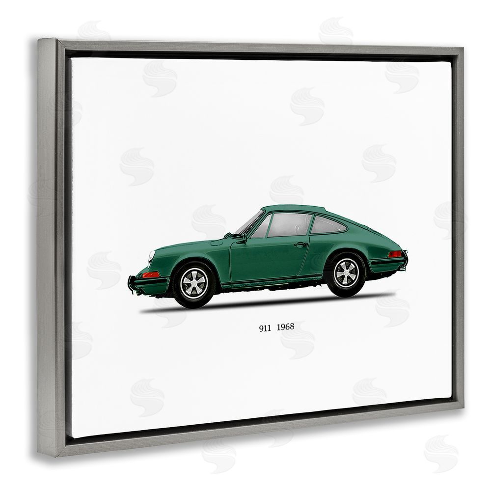 Mark Rogan Green Vintage Car Model Gray Floating Frame Canvas Wall Art