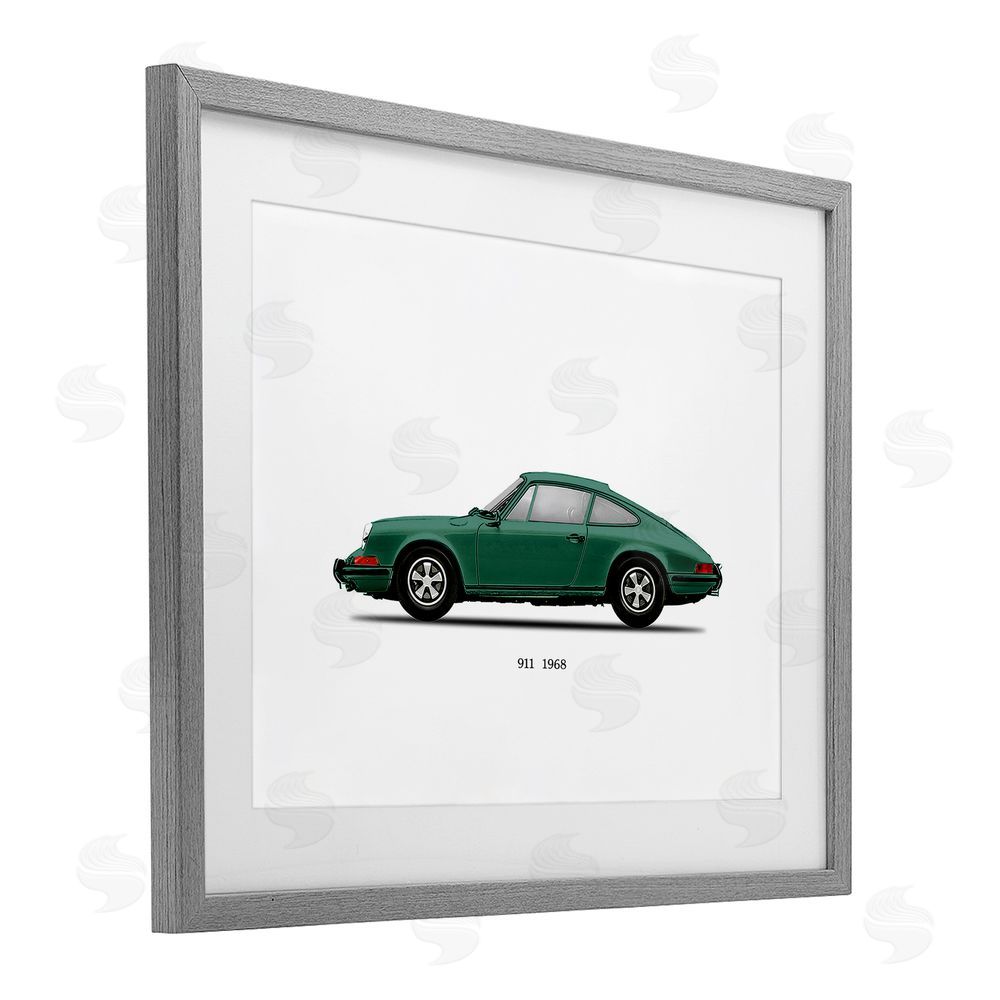 Mark Rogan Green Vintage Car Model Gray Framed Print Under Glass with Mat Wall Art