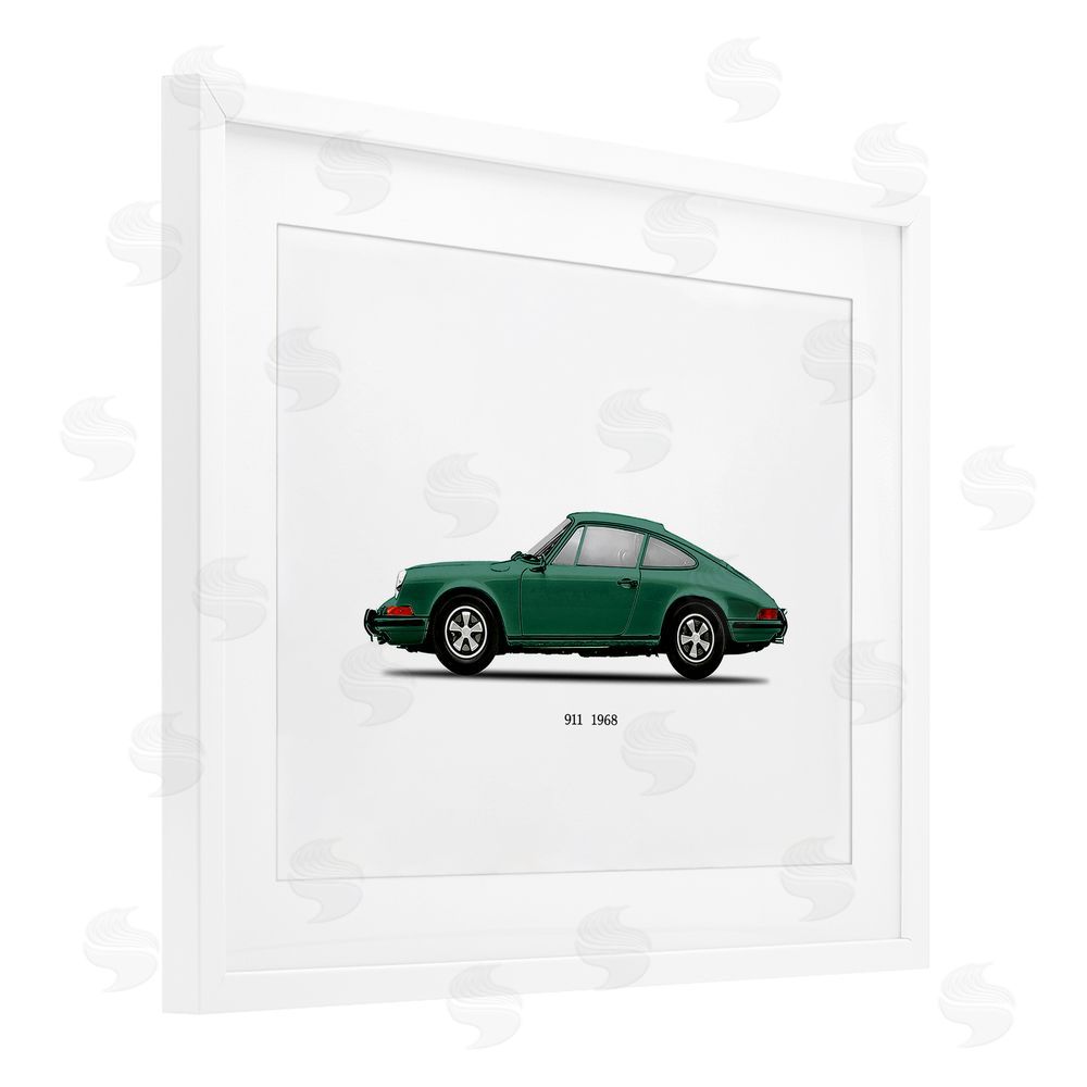 Mark Rogan Green Vintage Car Model White Framed Print Under Glass with Mat Wall Art