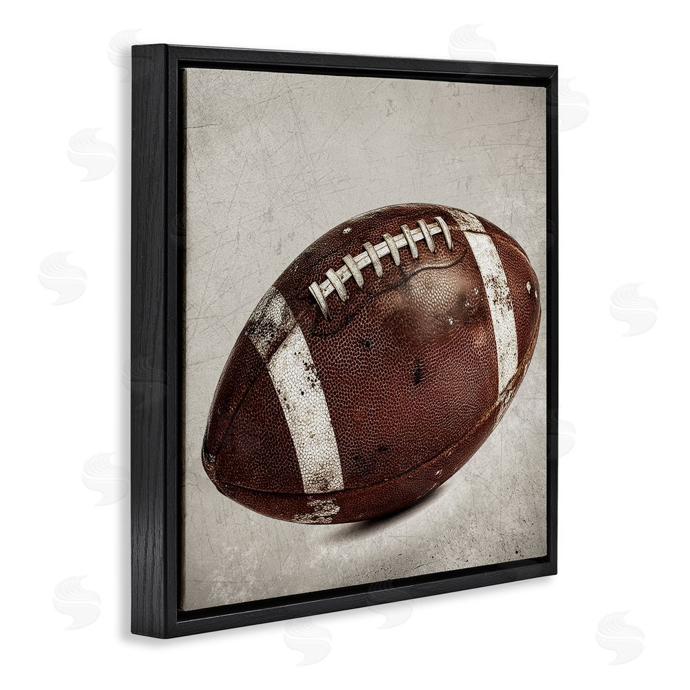 Ziwei Li Vintage Leather Football Black Floating Frame Canvas Wall Art Print