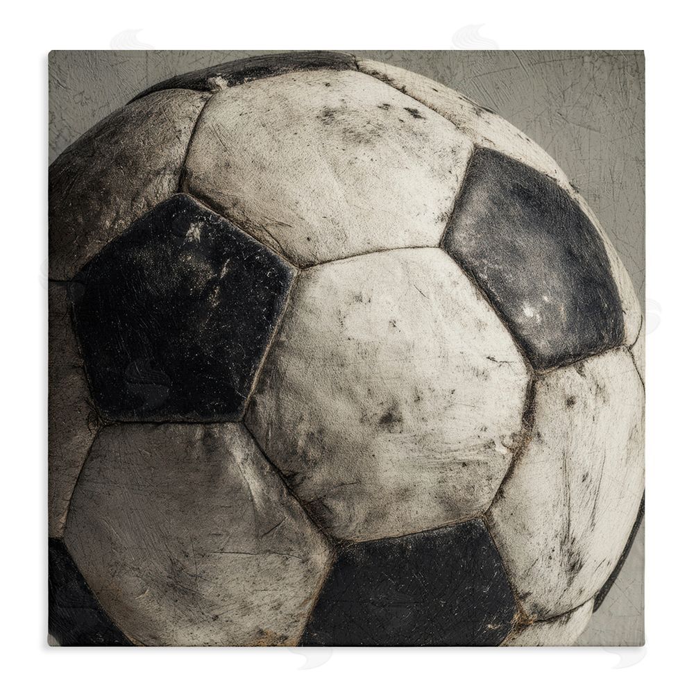 Ziwei Li Weathered Soccer Ball Stretched Canvas Wall Art Print