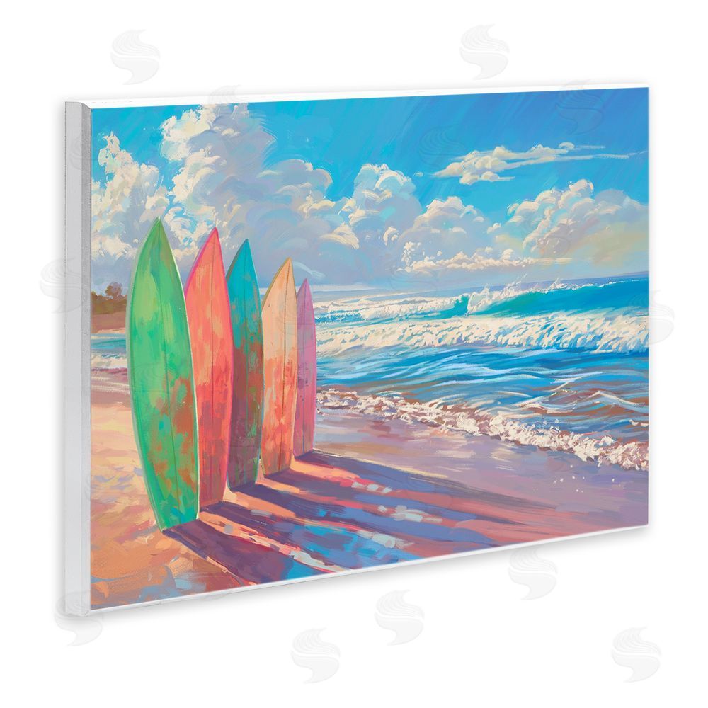 Ziwei Li Sunlit Surfboards by Shore Wooden Wall Plaque Art Print