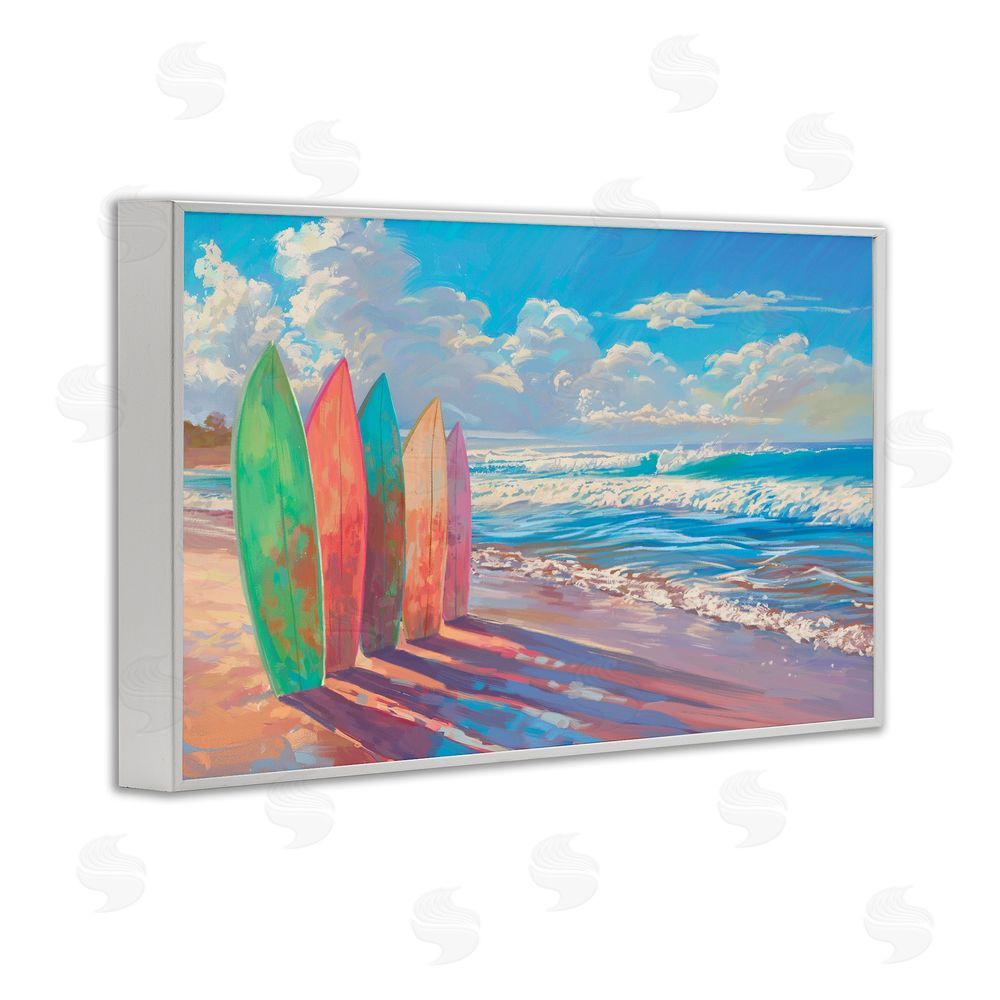 Ziwei Li Sunlit Surfboards by Shore White Framed Giclee Wall Art Print