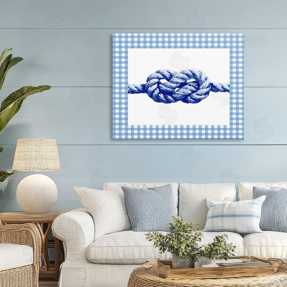 Ziwei Li Nautical Knot with Gingham Stretched Canvas Wall Art in Room