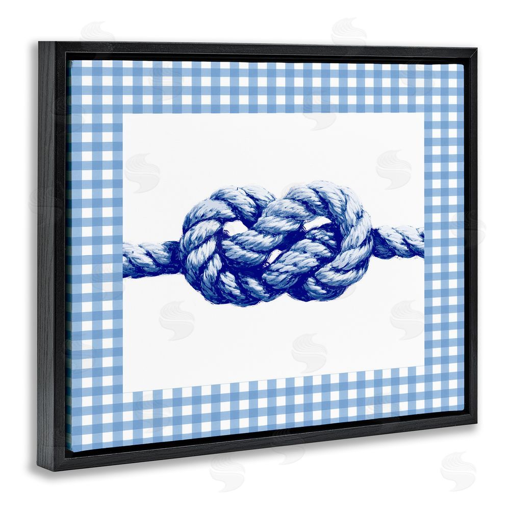 Ziwei Li Nautical Knot with Gingham Black Floating Frame Canvas Wall Art Print