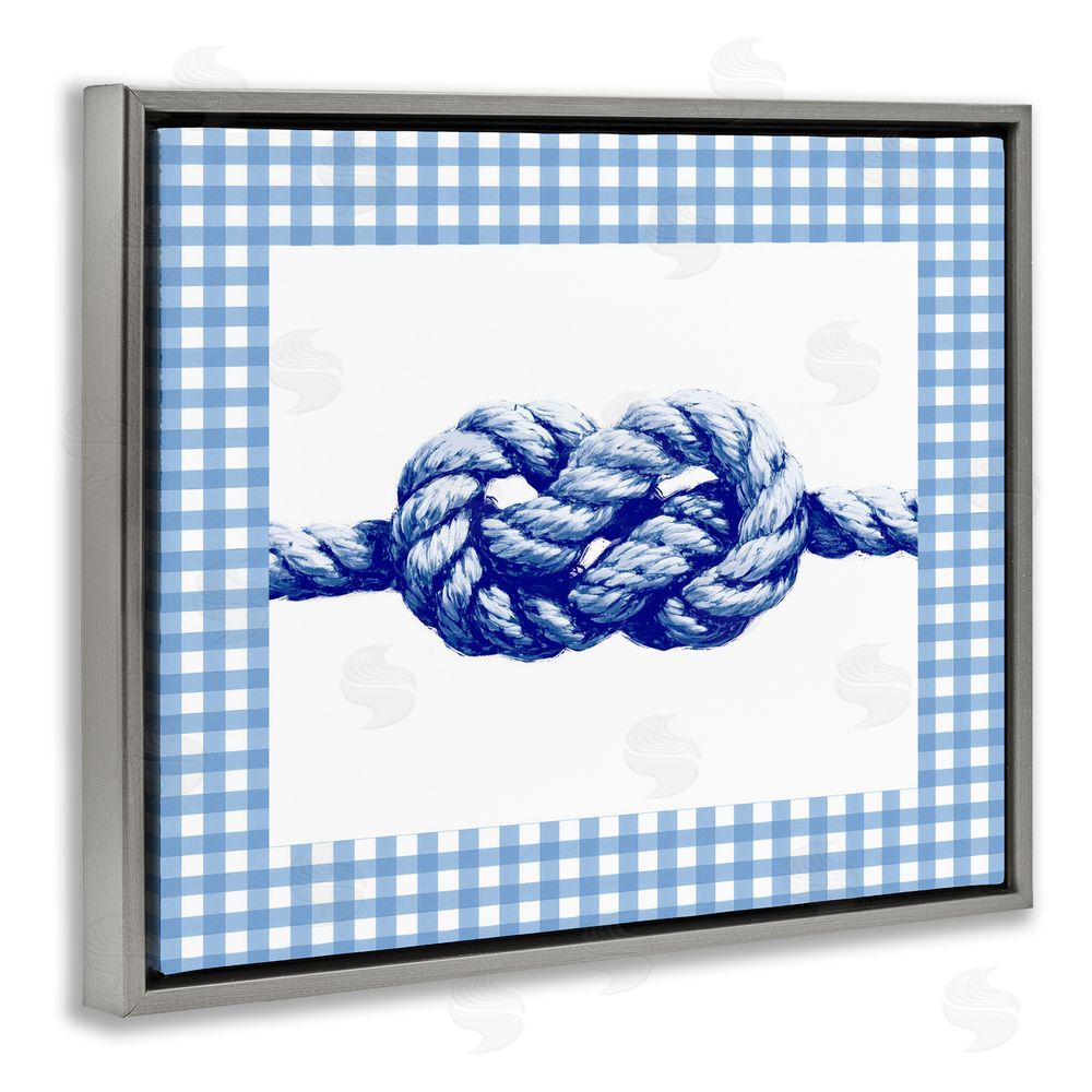 Ziwei Li Nautical Knot with Gingham Gray Floating Frame Canvas Wall Art Print