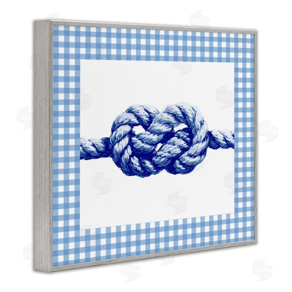 Ziwei Li Nautical Knot with Gingham Gray Framed Giclee Wall Art Print