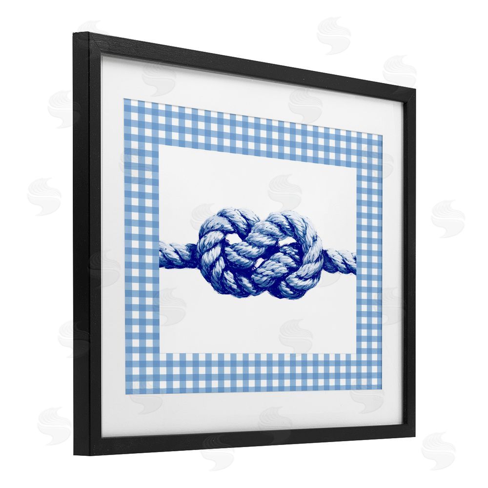 Ziwei Li Nautical Knot with Gingham Black Framed Print Under Glass Wall Art