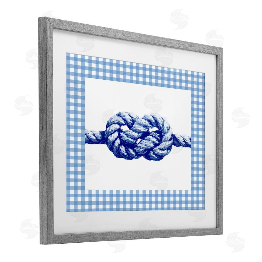 Ziwei Li Nautical Knot with Gingham Gray Framed Print Under Glass Wall Art