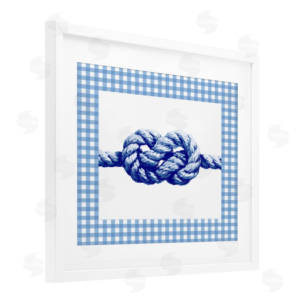 Ziwei Li Nautical Knot with Gingham White Framed Print Under Glass Wall Art