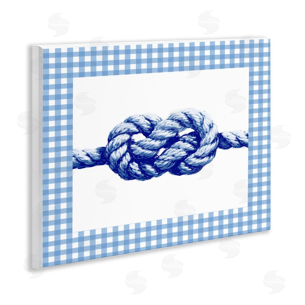 Ziwei Li Nautical Knot with Gingham Wooden Wall Plaque Art Print