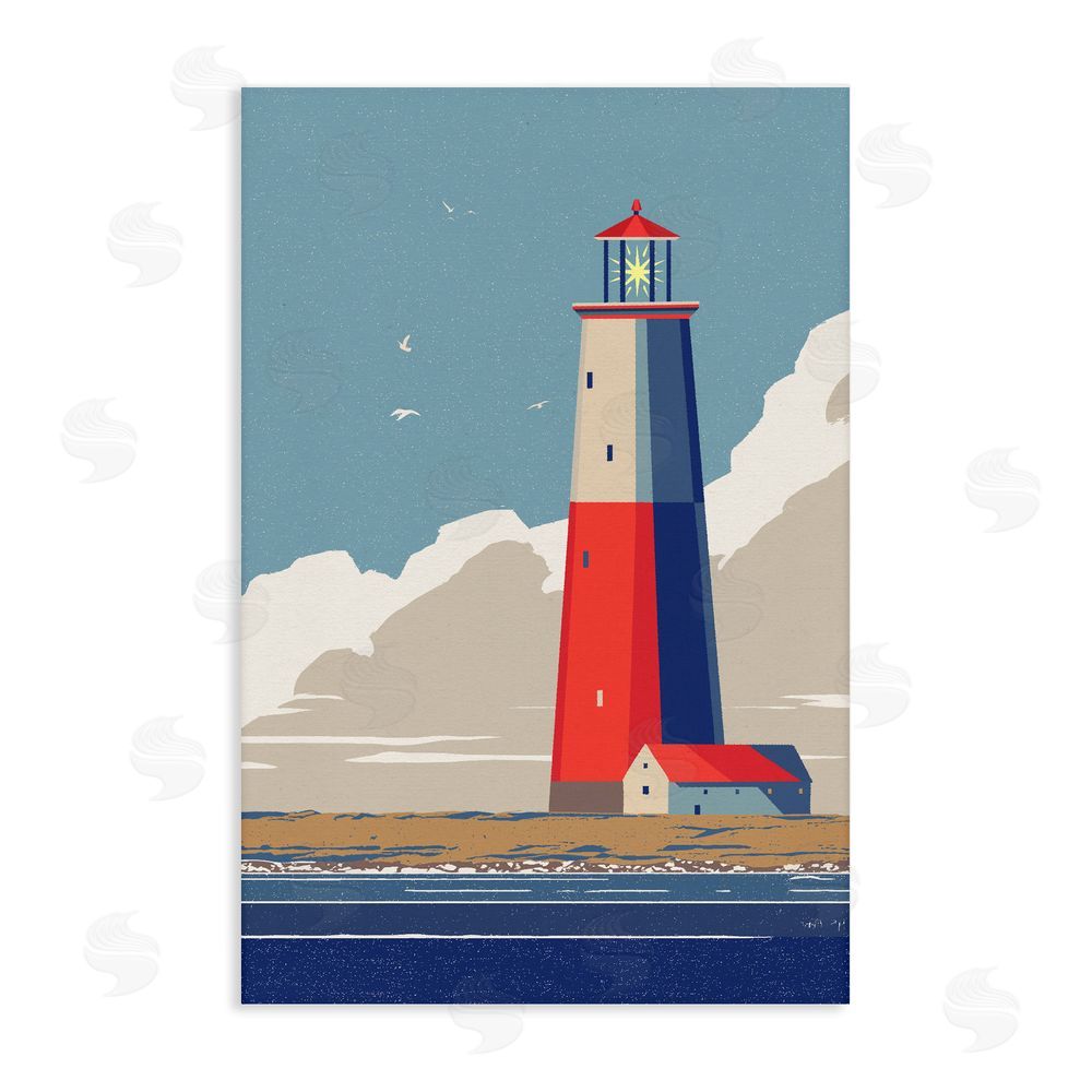 Ziwei Li Crimson Beacon on Cloudy Horizon Stretched Canvas Wall Art Print
