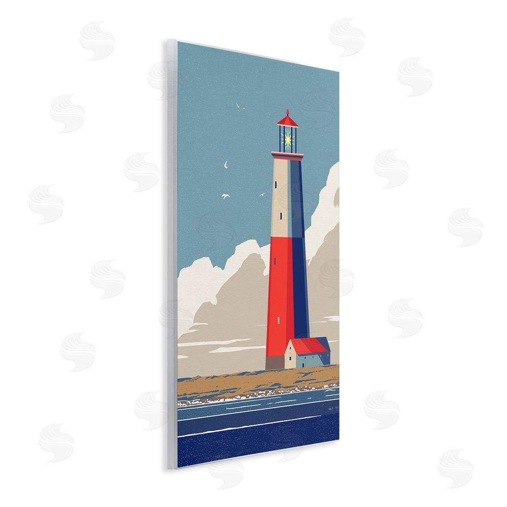 Ziwei Li Crimson Beacon on Cloudy Horizon Wooden Wall Plaque Art Print